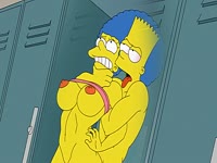 The Simpsons having a wild anime fuck inside the locker room